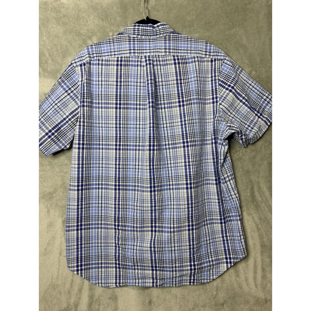 Ralph Lauren Mens XL Blue White Plaid Short Sleeve Button Down Shirt Classic Fit - Picture 6 of 7
